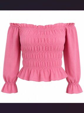 Le Lis Bubblegum Pink Peasant Blouse Small